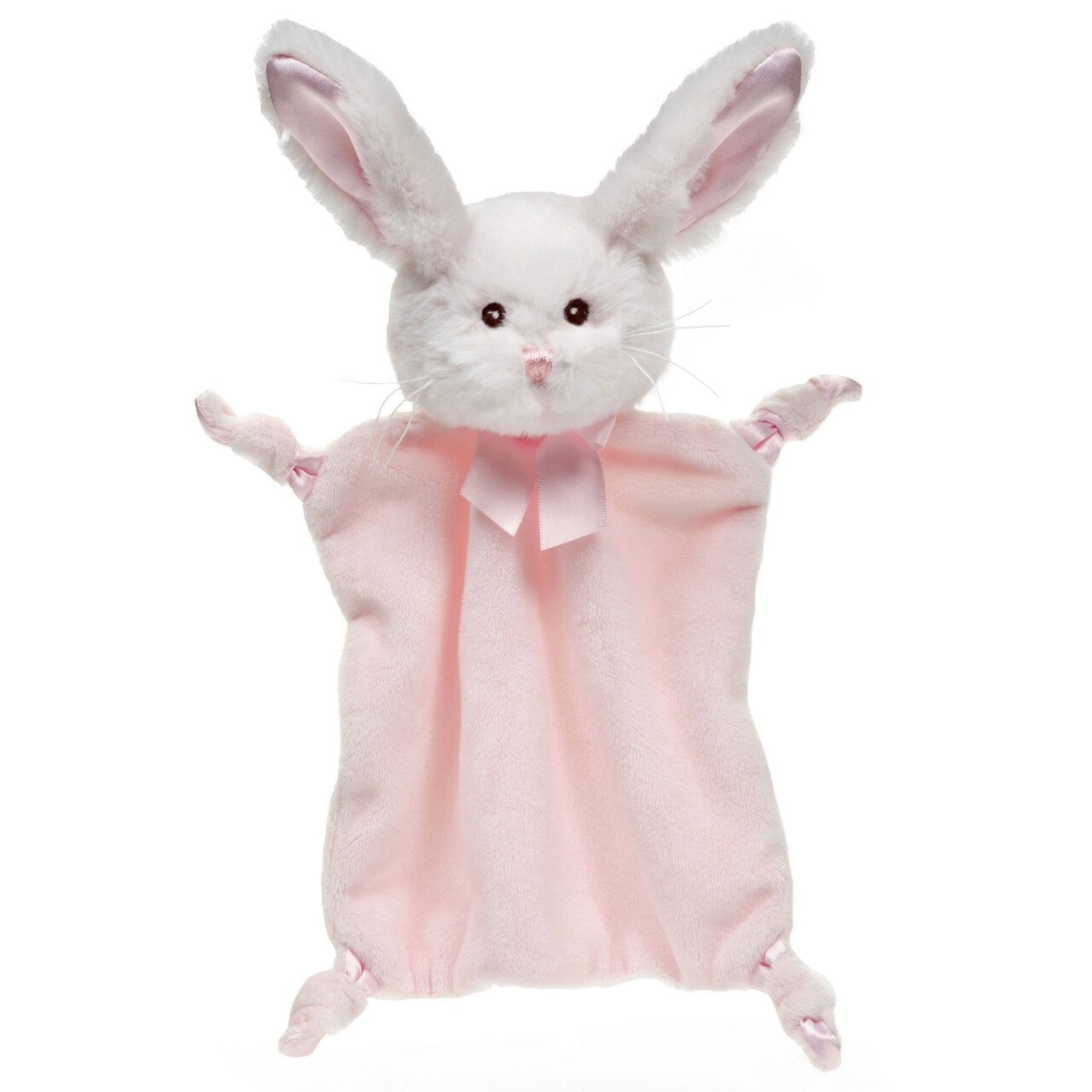 Bearington Collection Baby Wee Cottontail, 8 x 7 Inch Small Bunny Stuffed Animal, Infant Security Blanket, Pink Bunny Lovey for Girls